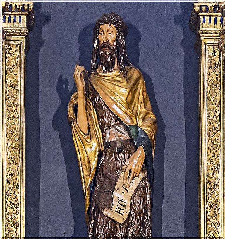 Saint John the Evangelist made of wood.