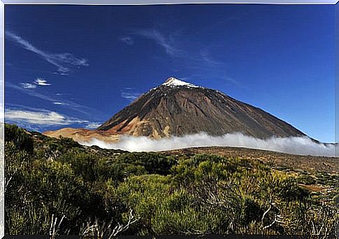 View of Teide with snow