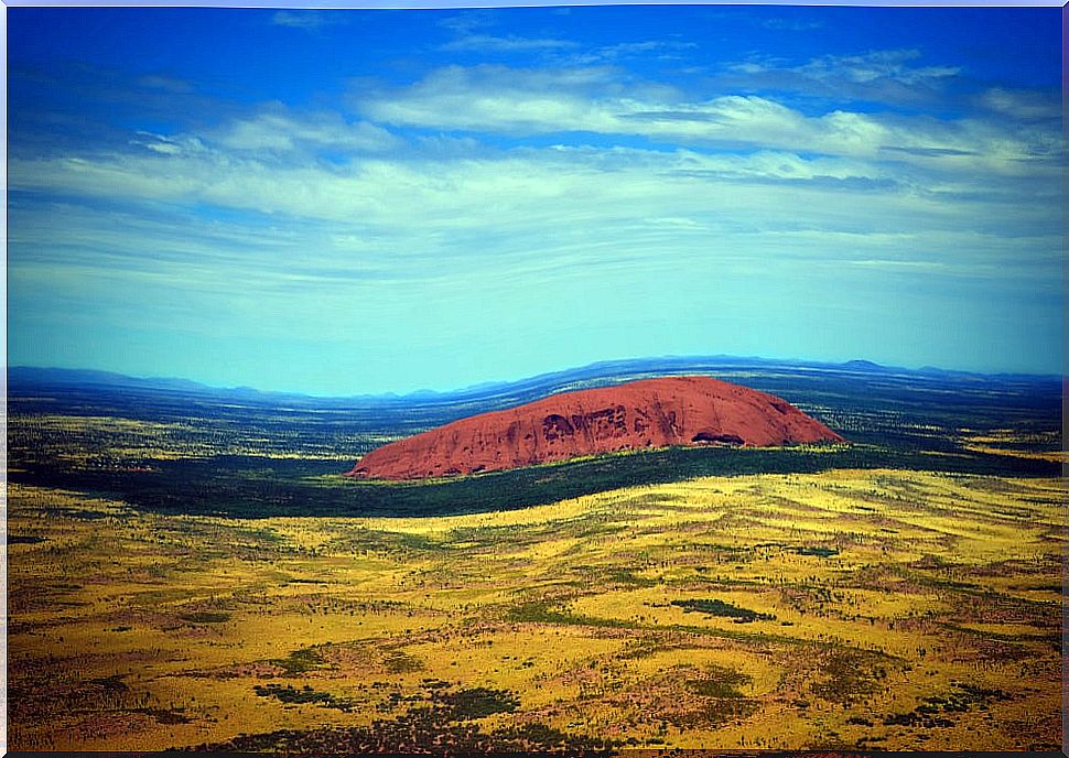 Aerial view of Uluru