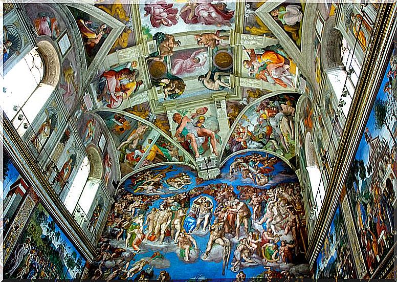 Sistine Chapel, by Michelangelo, one of the Renaissance painters.