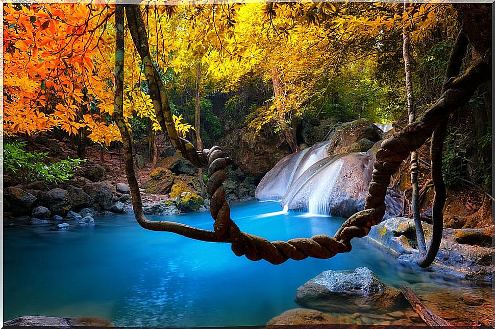 Erawan waterfalls in Thailand