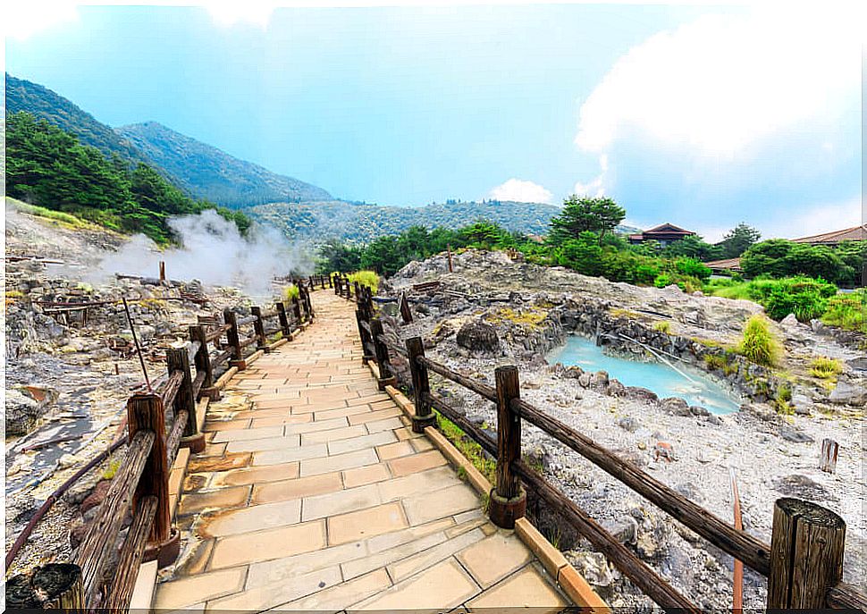 Hot springs in Unzen on Kyushu island