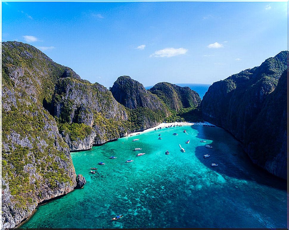 Aerial view of Tonsai Bay