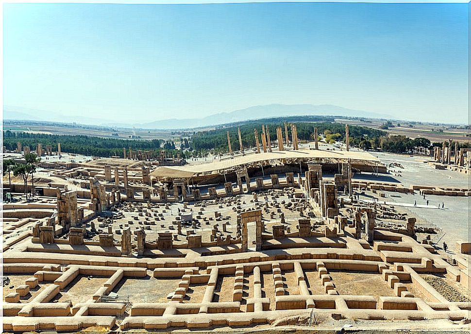 View of Persepolis on one of the ancient roads of the world