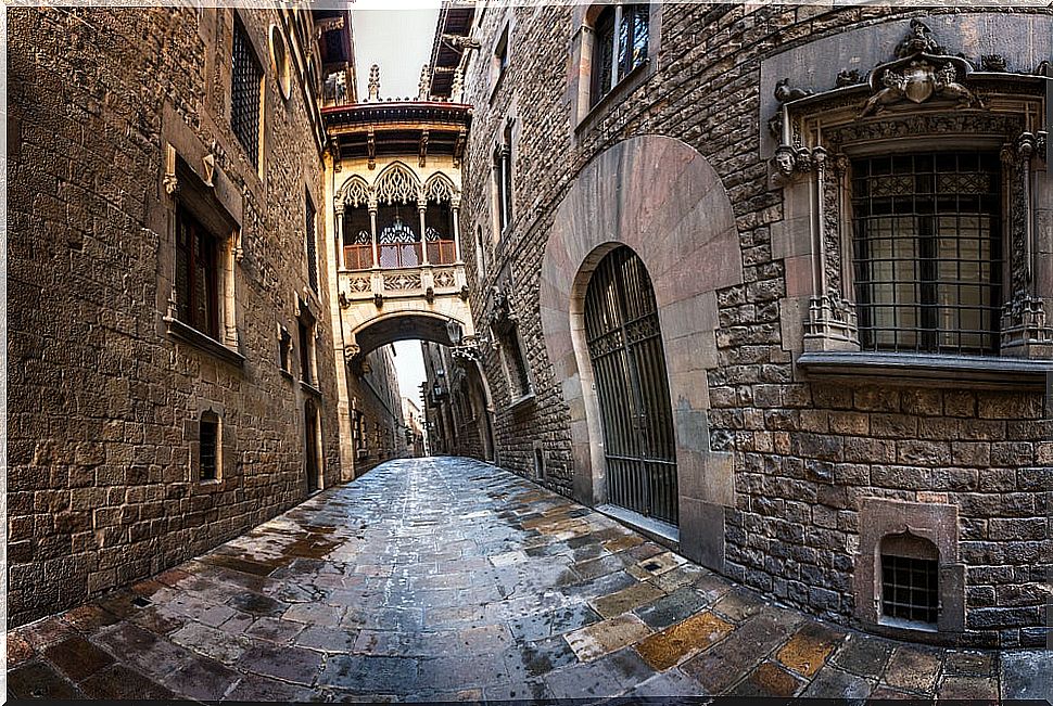 Street of the Gothic Quarter of Barcelona