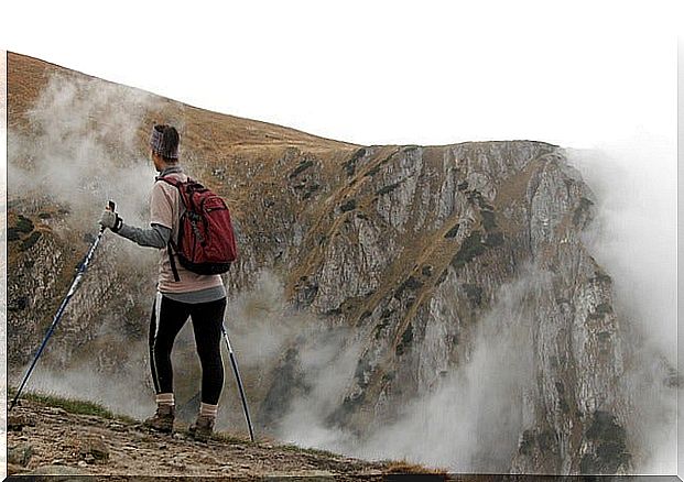 Woman on a mountain getaway