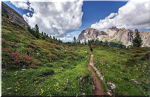 Man on a mountain getaway