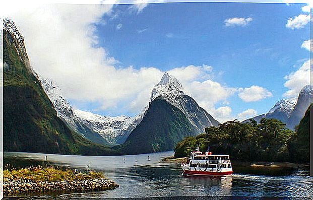 Boat in Milford Sound