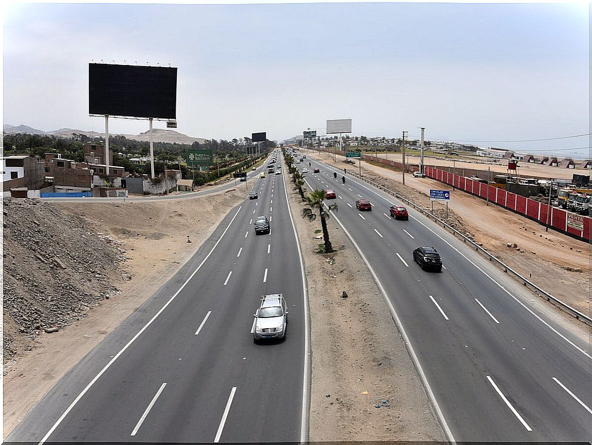 Route of the Pan-American Highway in Lima, Peru.