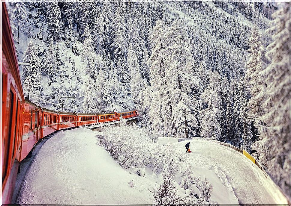 Glacier Express train in Switzerland