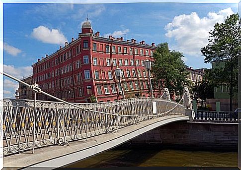 Lions Bridge in Saint Petersburg