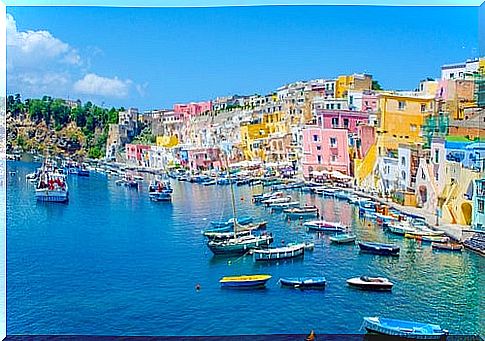 Colorful facade in Procida