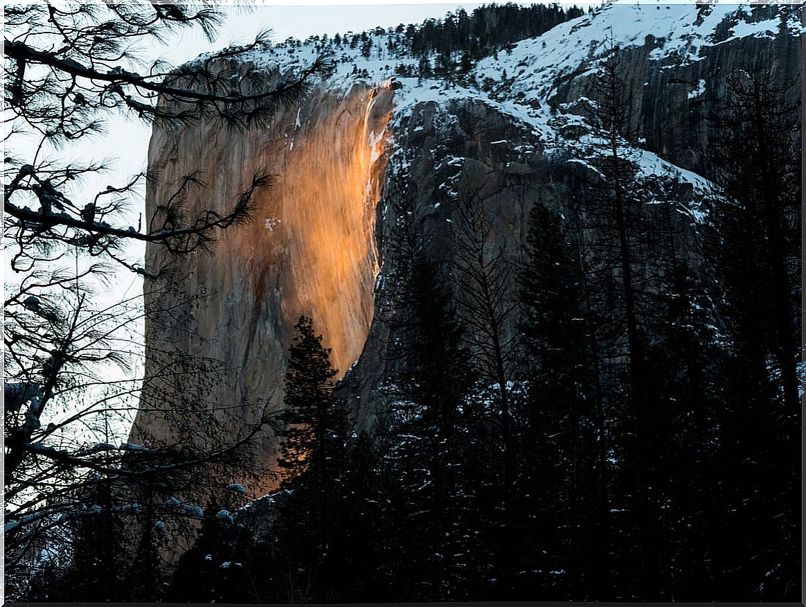 Cascade of Fire in Yosemite National Park.