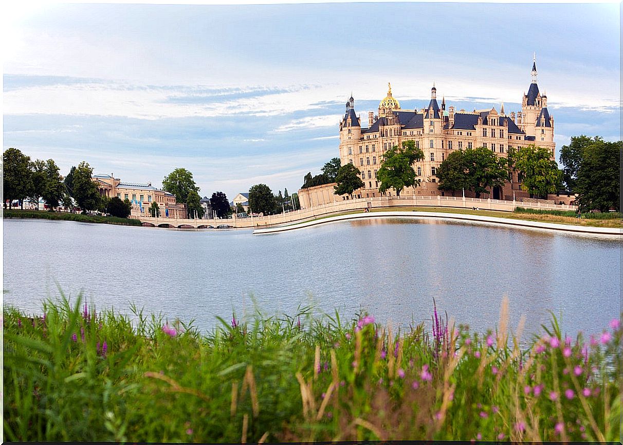 Panoramic view of Schwerin Castle.