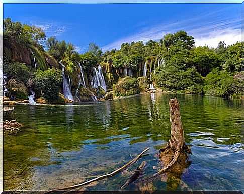 Lagoon at the Kravice waterfalls