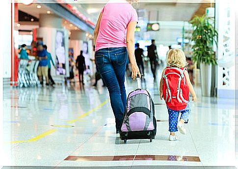 Family in an airport