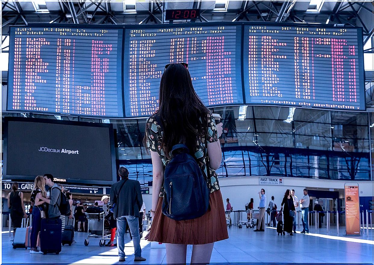 Woman in an airport