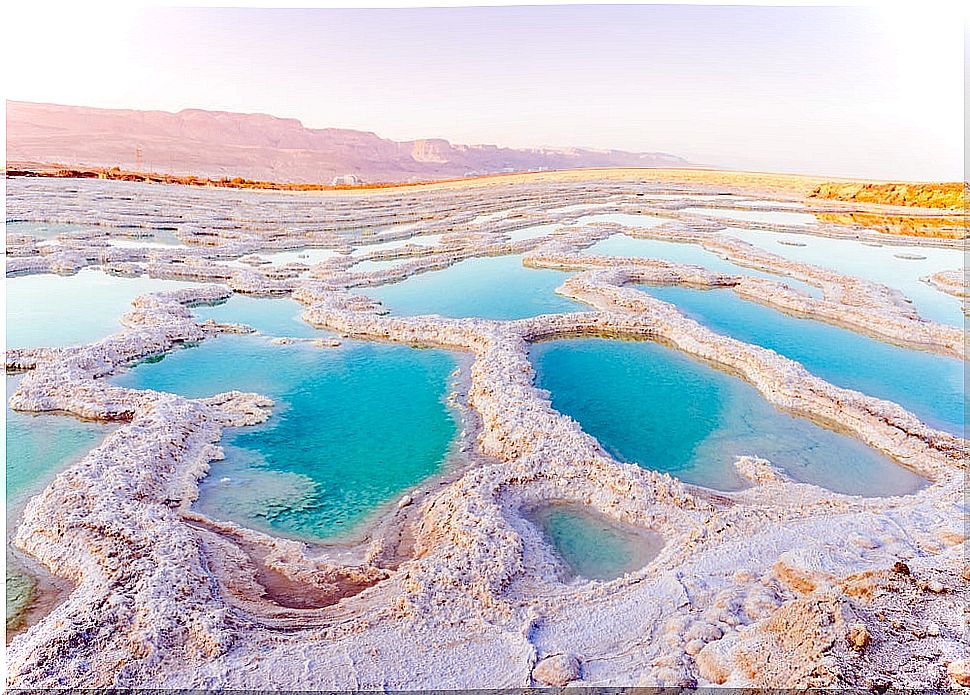 Salt crystals in the Dead Sea