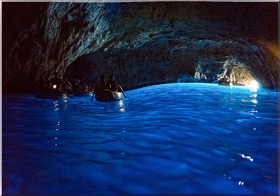 Interior of the Blue Grotto in Capri