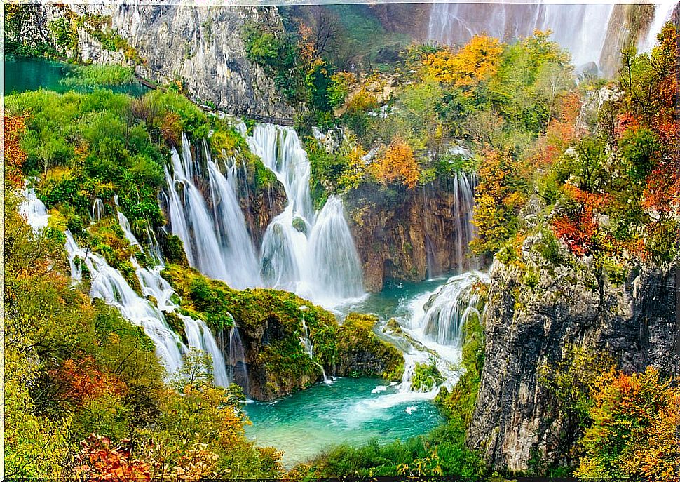 Waterfalls at Plitvice Lakes in Croatia