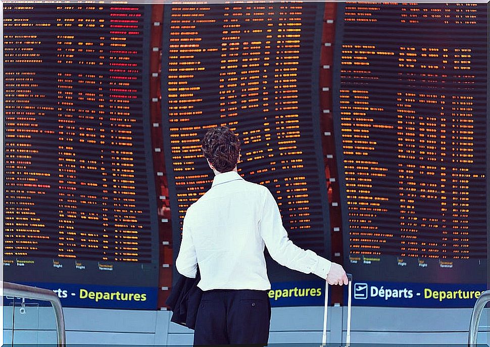 Traveler in an airport